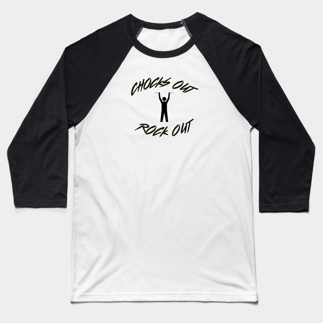 CHOCKS OUT, ROCK OUT - Airplane Ramp Marshaller Baseball T-Shirt by Vidision Avgeek